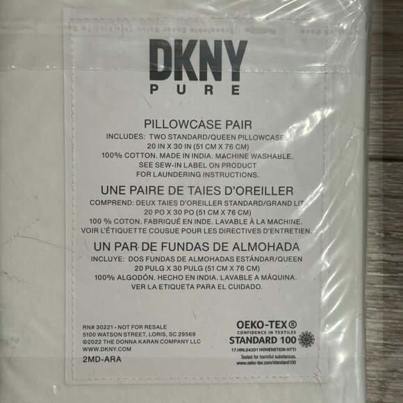 6 Pc DKNY Pure Queen Cotton White Sheets Sheet Set Fitted, Flat, 4 Pillowcases - Picture 8 of 8